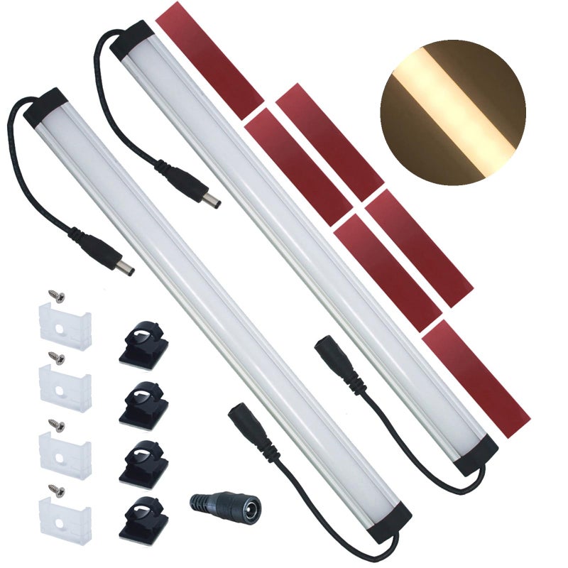 Litever Extra Under Cabinet Lighting Bars,12VDC, 3000K Warm White, with Mounting Clips, Screws, Self-Adhesive Pads. Compatible LL-008 Series ONLY-[2-Pack-3000K] - Image 2